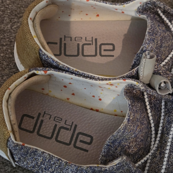 Hey Dude Shoes Womens 9 Wendy Mustard Mix Sneakers Gray Lace Up Low Top Comfort - Picture 6 of 11